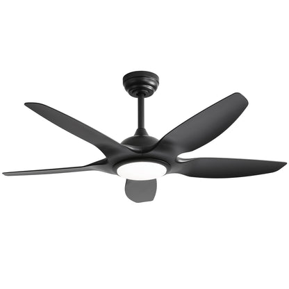 Ceiling Fan With Dimmable LED Light And Remote Control, 5 Blades DC Motor - Black