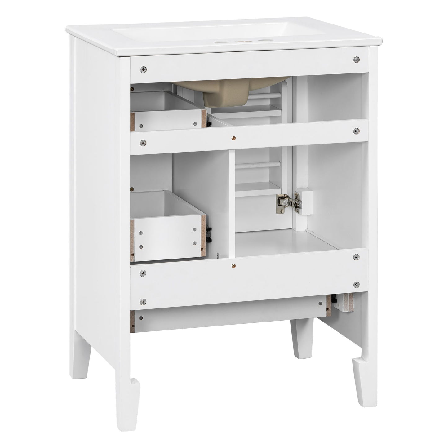 Modern Bathroom Vanity With Sink, Freestanding Cabinet With Drawers And Shelves