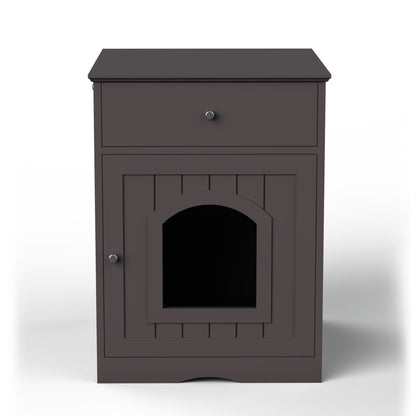 Pet House Cat Litter Box Enclosure With Drawer, Side Table