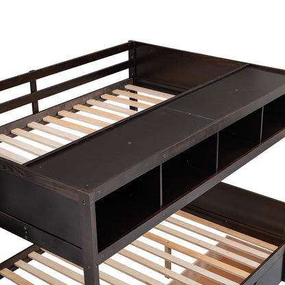 Bunk Bed With Shelfs, Storage Staircase And 2 Drawers
