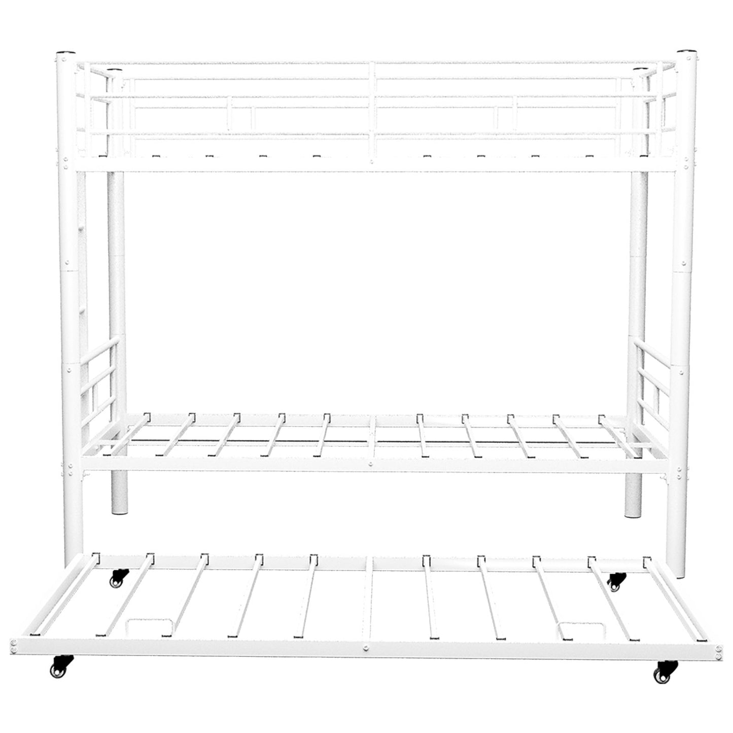 Bunk Bed For Kids, Convertible Frame With Ladders & Guardrail