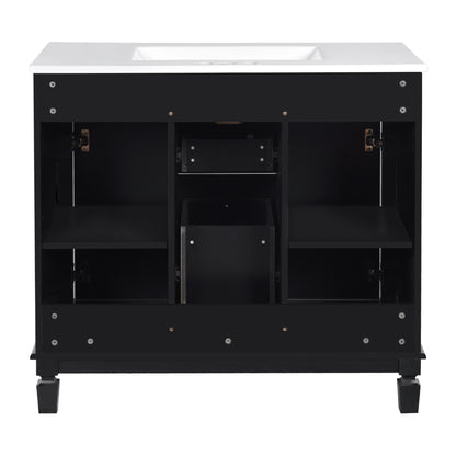 Bathroom Vanity With Top Sink, Basin On Cabinet With 2 Soft Closing Doors And 2 Drawers