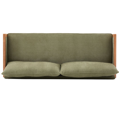 Modern 3 Seater Sofa With Wood Armrests