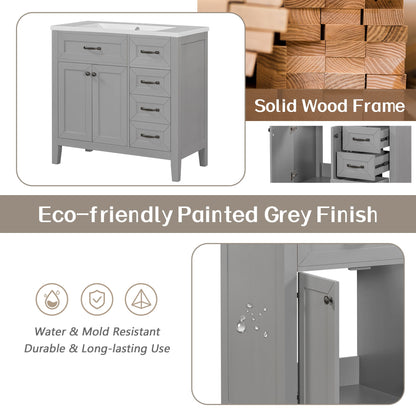 Modern Bathroom Vanity With Sink, Freestanding Design With Drawers And Doors