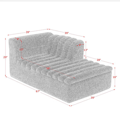 Upholstered L-Shaped Modular Sectional Sofa With Chaise, Wave-Shaped Armrest