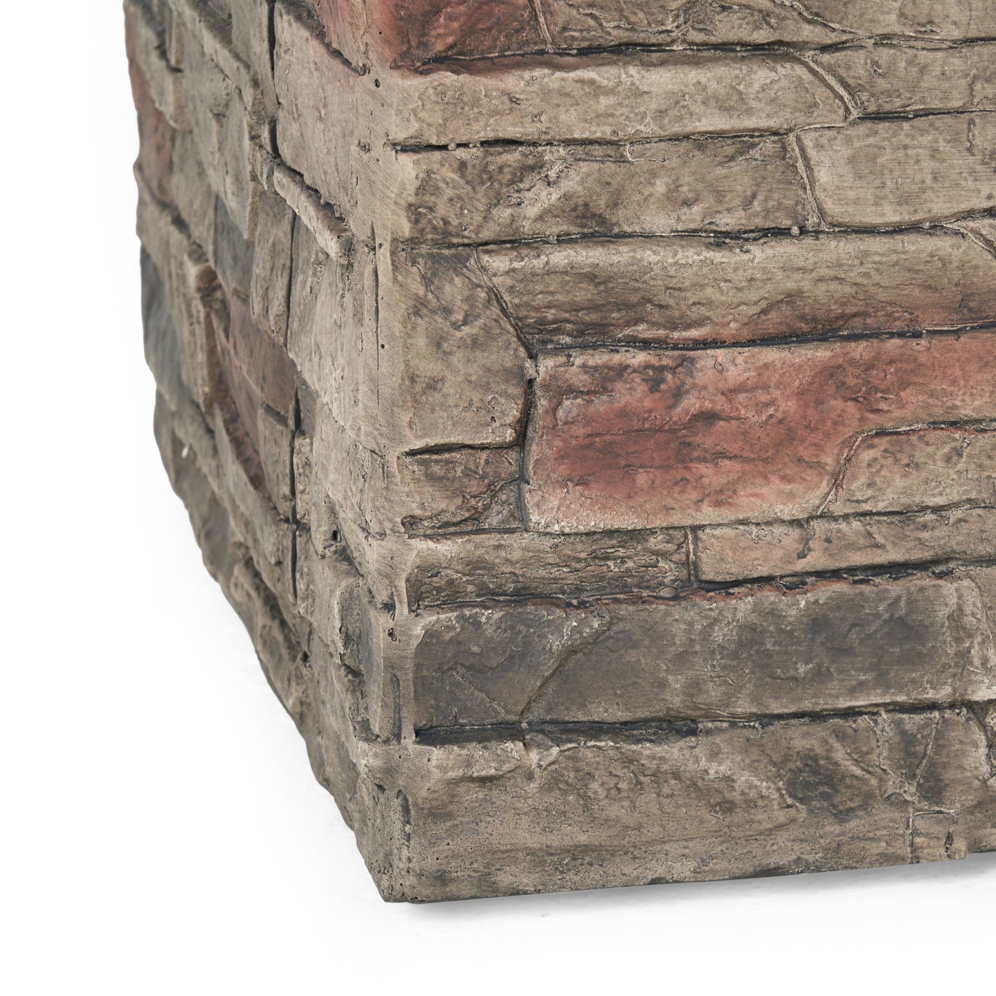 Classic Design Square Fire Pit With Top And 40, 000 Btu Heat Output - Stone Gray