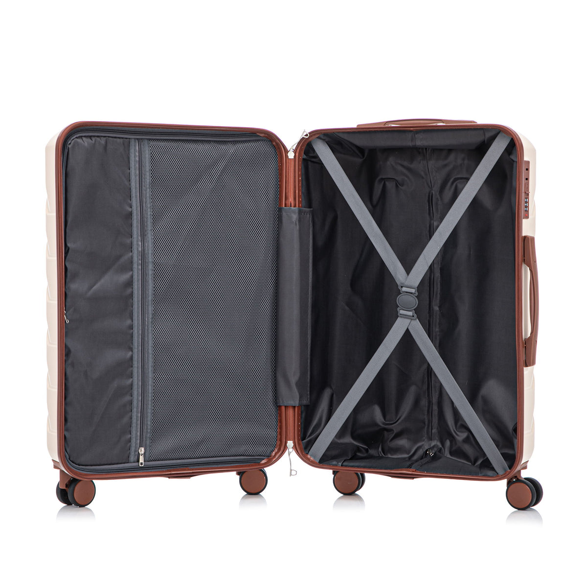 Hard Shell Luggage With Scratch Resistant Surface, 4 Wheels, Combination Lock & Side Hooks