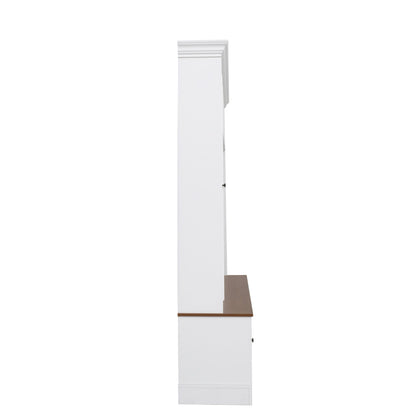 Hall Tree With Shoe Storage Bench, Entryway Coat Rack With 5 Hooks