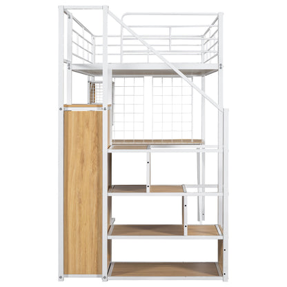 Loft Bed With Built In Work Station, Wardrobe, Storage Staircase And LED