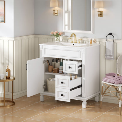 Bathroom Vanity With Sink, Cabinet With 2 Drawers And Adjustable Shelf
