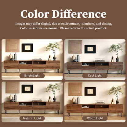 TV Stand For TVs Up To 85" With Closed Storage, Soft Closing Hinges - Walnut