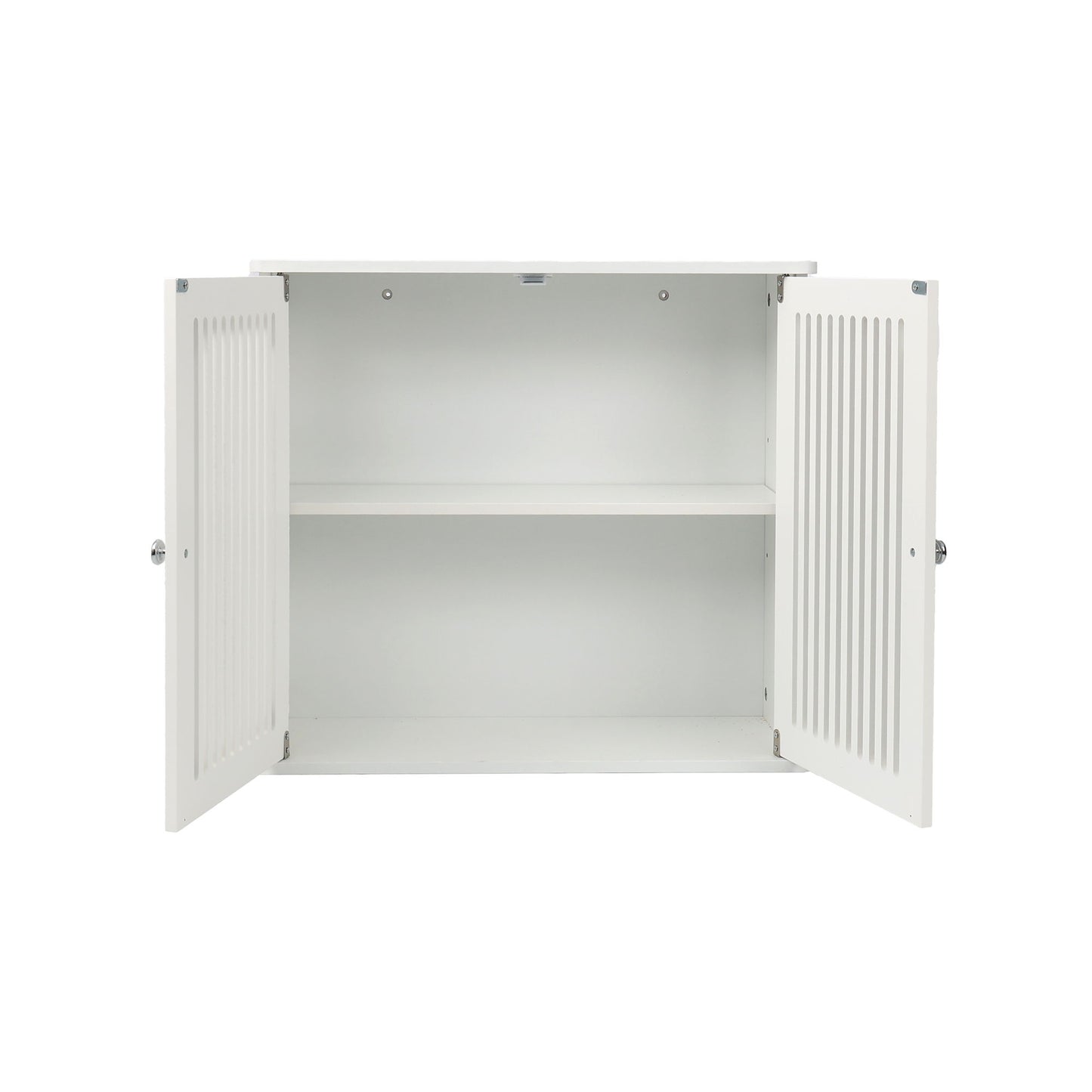 Louvered Double Door Wall Mounted Bathroom Cabinet - White
