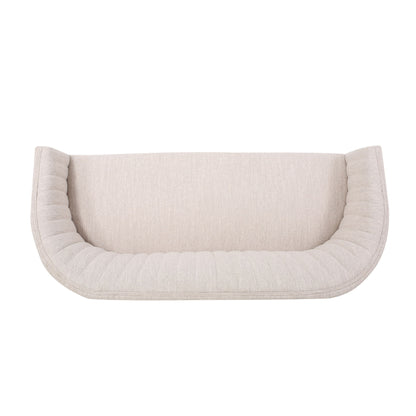 Mid Century Modern Loveseat With Channel Stitched Backrest