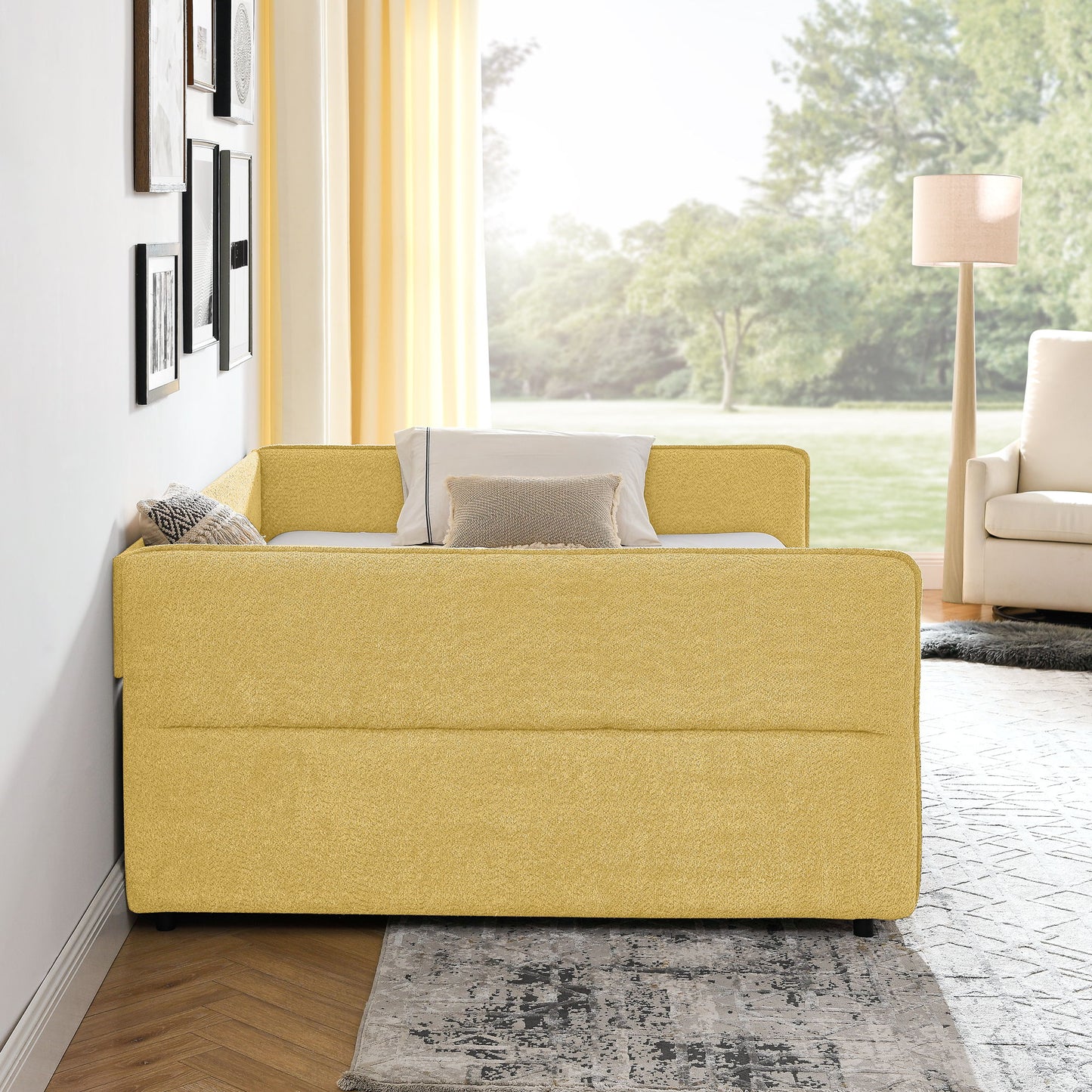 Upholstered Daybed & 2 Drawers