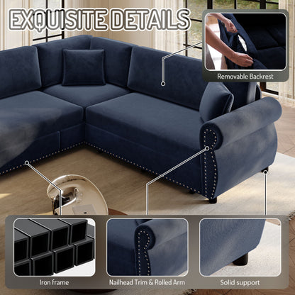 L-Shaped Sofa Couch With Pull-Out Bed