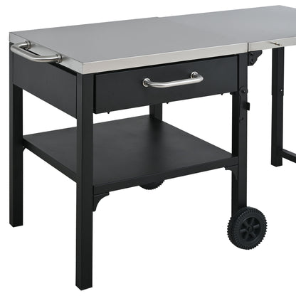 Foldable Outdoor Kitchen Cart With Storage For Patio