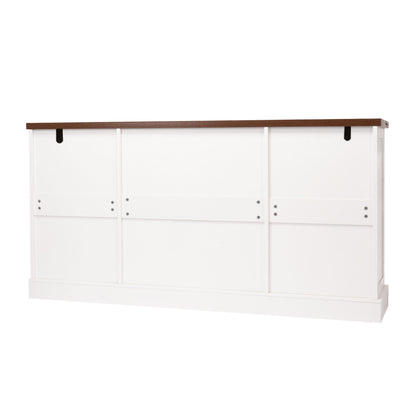 Barn Door Storage Cabinet With 2 Drawers & Door Rack, Adjustable Shelves