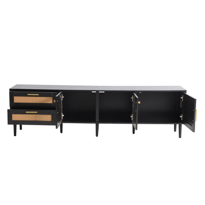 TV Stand With App-Controlled LED Lights, 2 Drawers & Door Storage