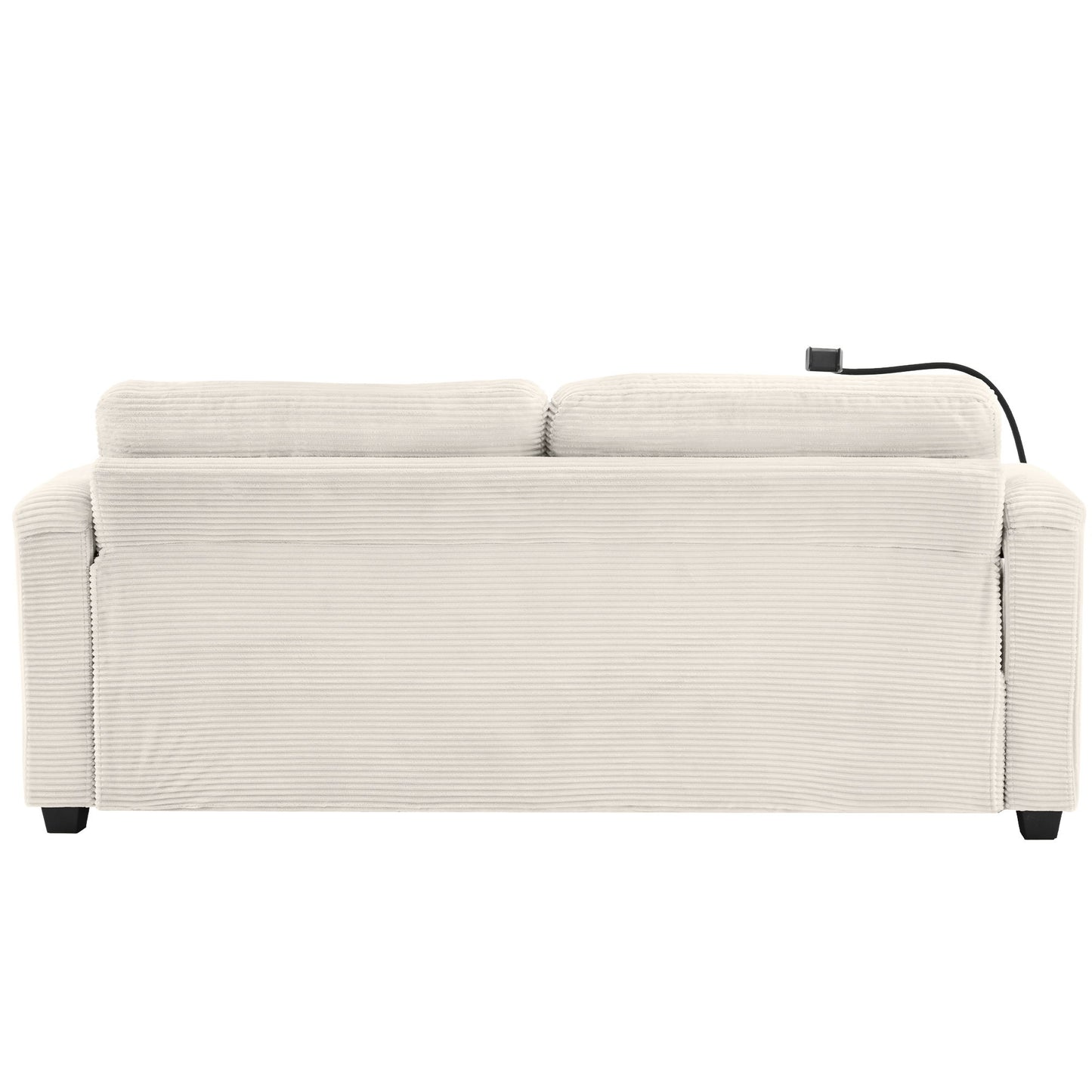 Sleeper Sofa Loveseat Sofa With Full Size Mattress, 2 USB Ports, 2 Cup Holders, 2 Side Pockets And Phone Holder
