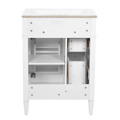 Bathroom Vanity With Top Sink, Storage Cabinet With 2 Drawers And Tip-Out Drawer