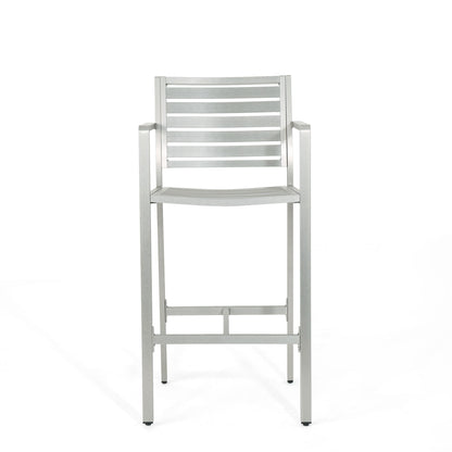 Outdoor Aluminum Rust Proof Barstools (Set of 2) - Silver
