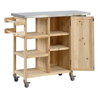 Foldable Outdoor Kitchen Island With Storage Cabinet