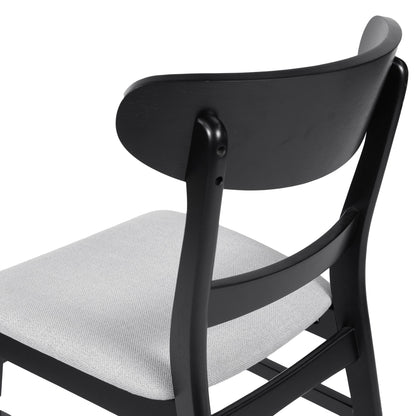 5 Piece Dining Set With 1 Table And 4 Upholstered Chairs - Black / Light Gray