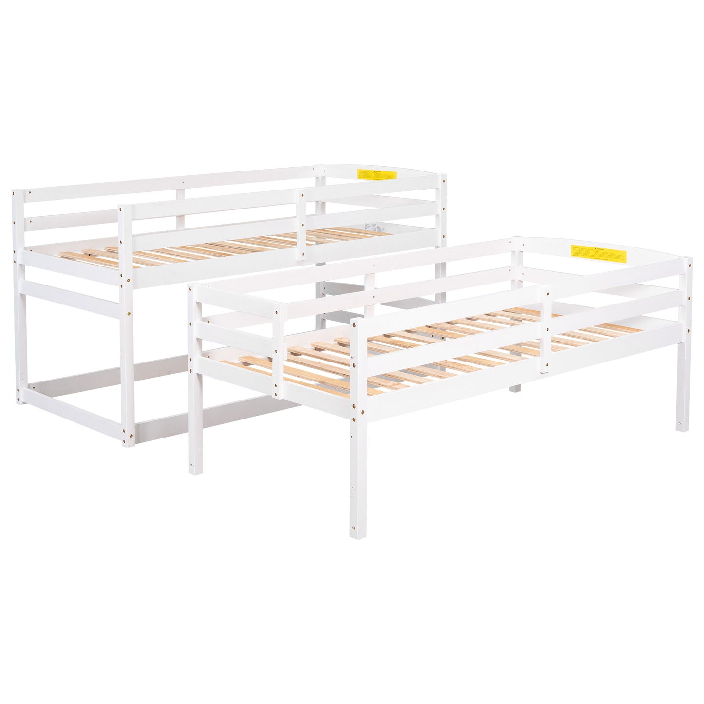 Twin Size Triple Bunk Bed With Storage Staircase, Separate Design - White