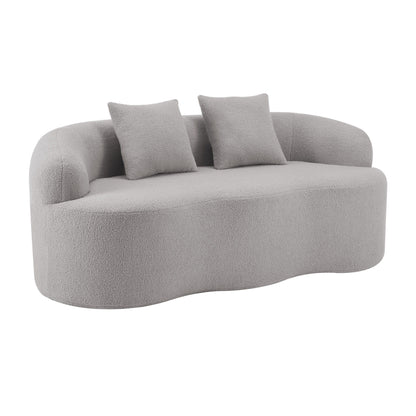 Curved Loveseat Sofa With Round Armrest