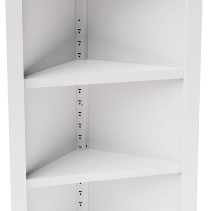 Tall Corner Storage Cabinet With 2 Doors, 5-Tier With Adjustable Shelve, Freestanding - White