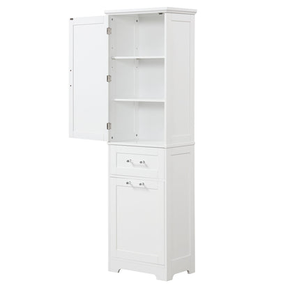 Tall Freestanding Bathroom Storage Cabinet With Adjustable Shelf And 2 Drawers