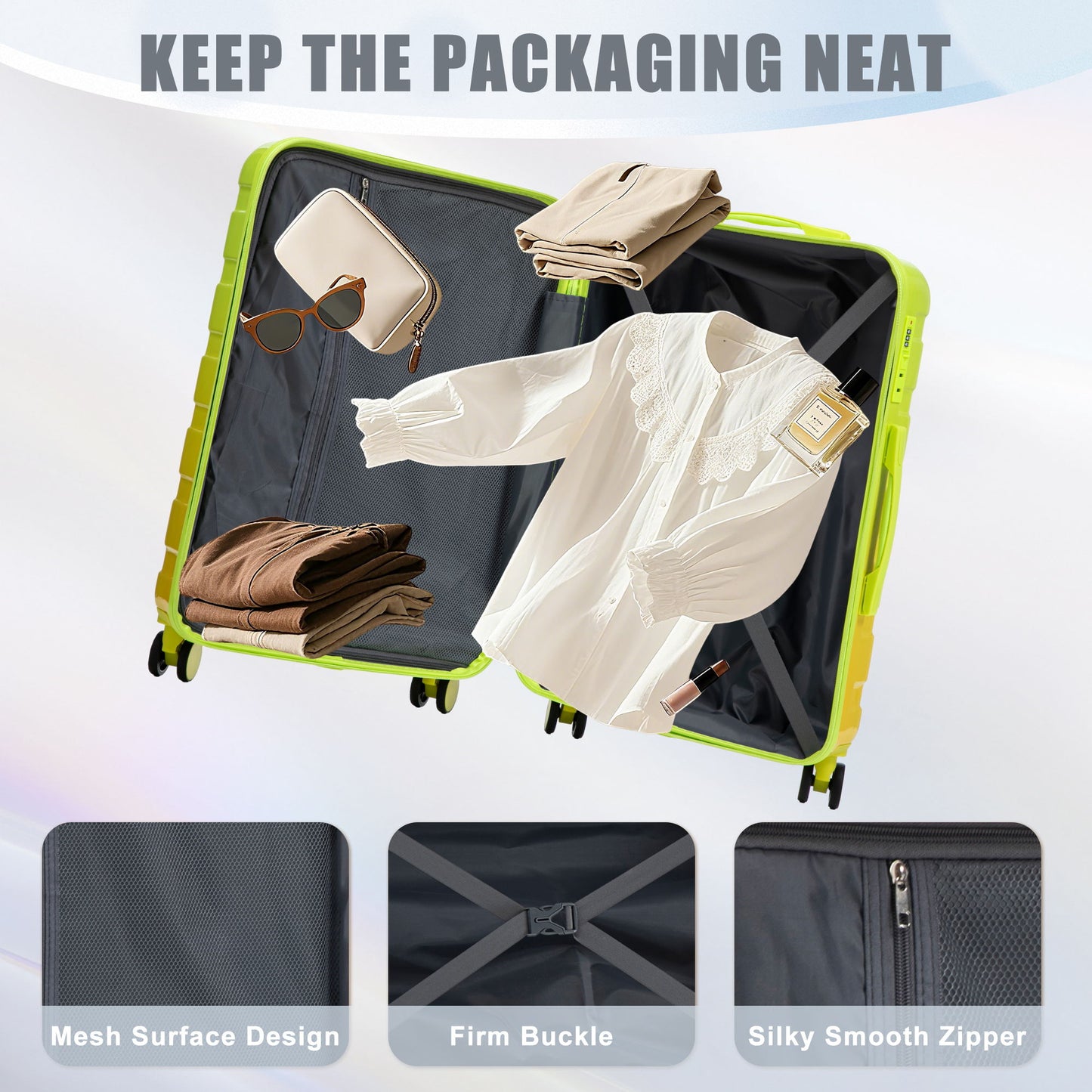 Luggage Set 20" /24" /28" With Combination Lock And Silent Wheels