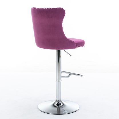 Swivel Barstools Adjusatble Seat Height From 25-33", Modern Upholstered Base Bar Stools With Backs Comfortable Tufted For Home Pub And Kitchen Island (Set of 2)