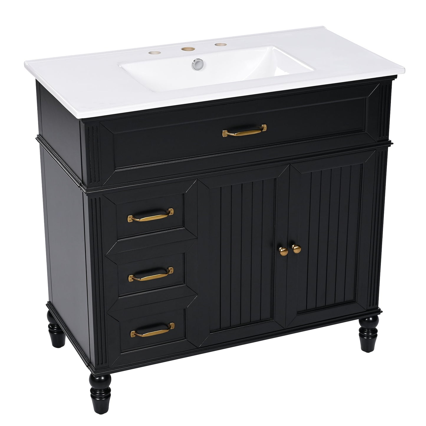 Bathroom Vanity With Sink, Freestanding Cabinet & Drawers