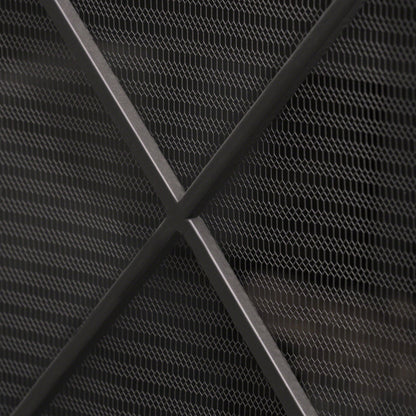 Minimalist Single Panel Iron Fireplace Screen With Diamond Design