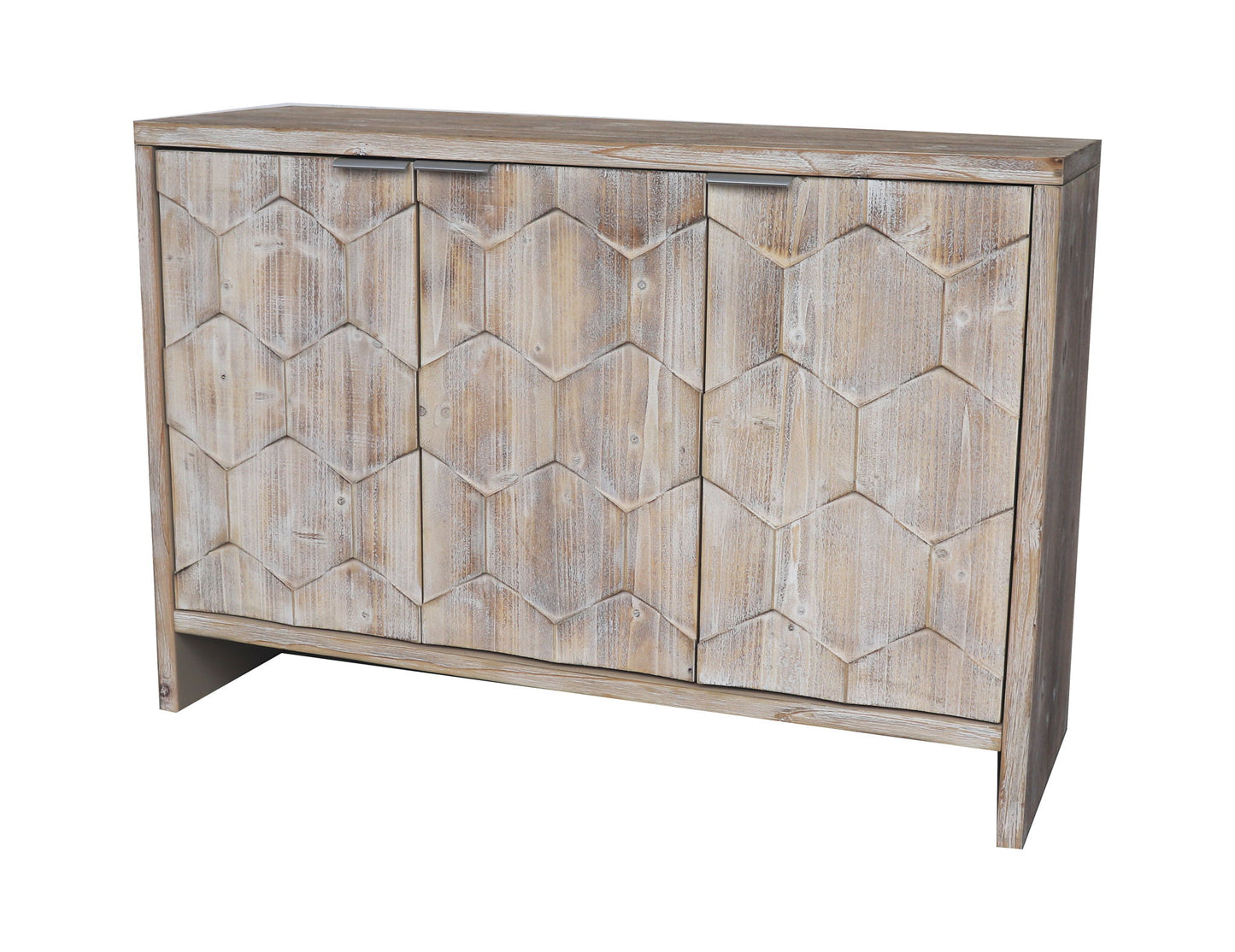 Accent Cabinet Farmhouse Style 3 Door Wooden Cabinet Sideboard Buffet Server Cabinet Storage Cabinet, For Living Room - Natural Wood Wash
