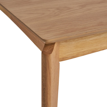 Mid Century Dining Table, Rubberwood With Walnut Veneer - Natural Oak