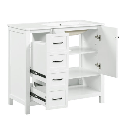 Bathroom Vanity With Sink Top, Bathroom Vanity Cabinet With 2 Doors And 2 Drawers, Open Shelf