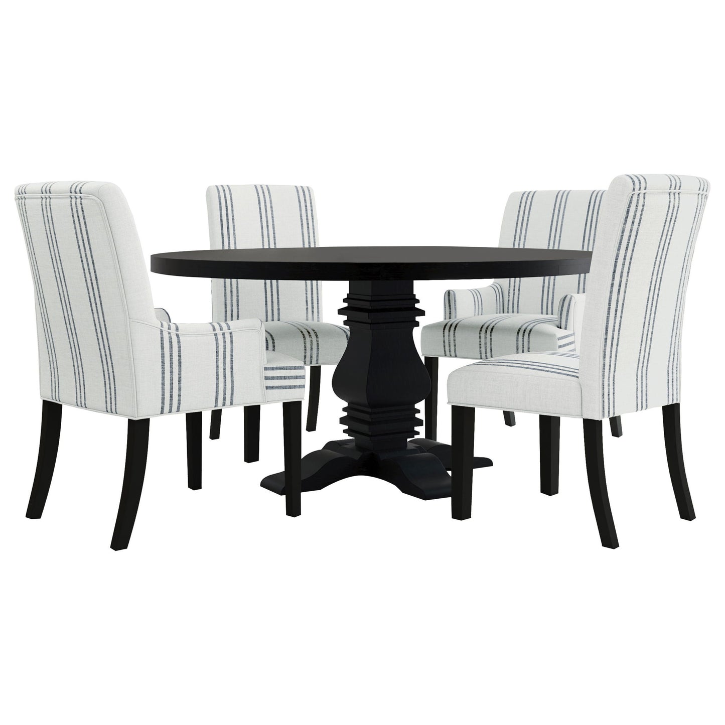 Draper - Upholstered Dining Chair (Set of 2) With Vertical Stripes - Beige