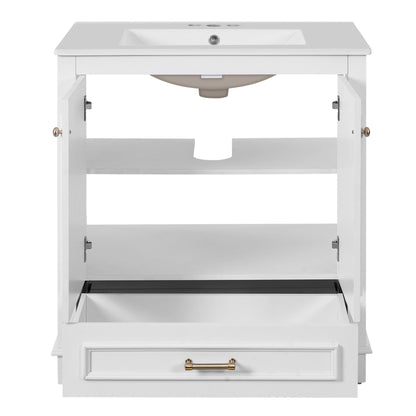 Bathroom Vanity With Sink, Cabinet & 2 Soft Closing Doors & Adjustable Shelf