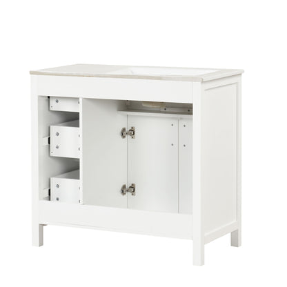 Modern Bathroom Vanity With Sink Top, 2 Doors And 3 Drawers