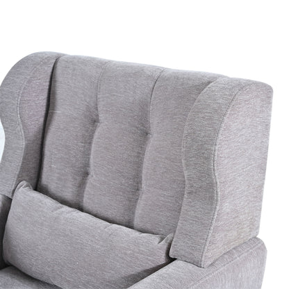 Modern Accent Chair, Arm Chairs For Living Room, Upholstered Mordern Armchair, Comfy Soft Padded Lounge Chair In Small Space, Bedroom, With Pillow, Solid Wood Leg