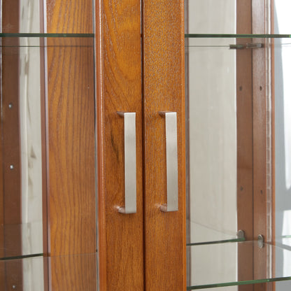 Curio Cabinet Lighted Curio Diapaly Cabinet With Adjustable Shelves And Mirrored Back Panel, Tempered Glass Doors (6 Tier), (E26 Light Bulb Not Included)