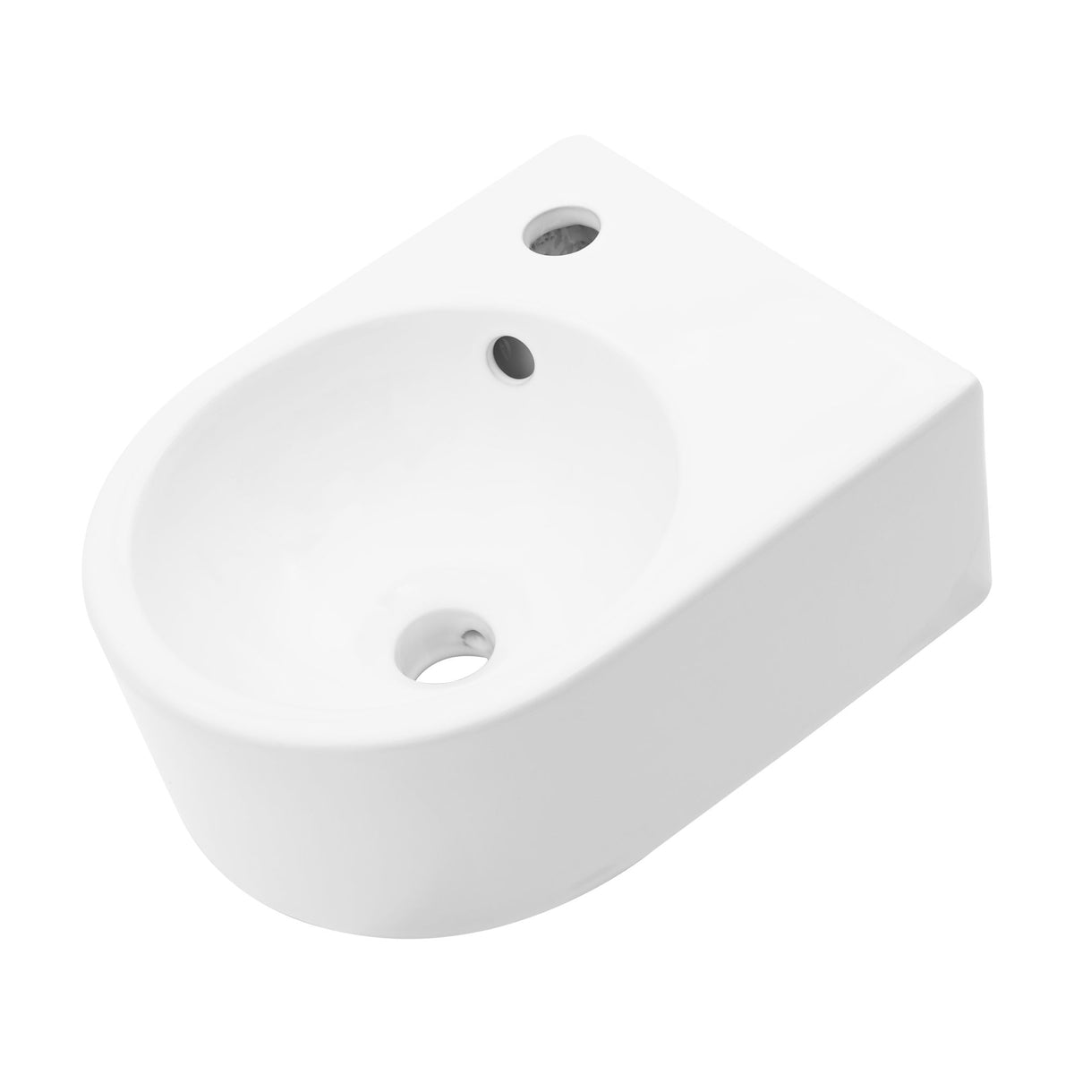 Modern Rectangle Wall Mount Bathroom Sink With Single Faucet Hole - White