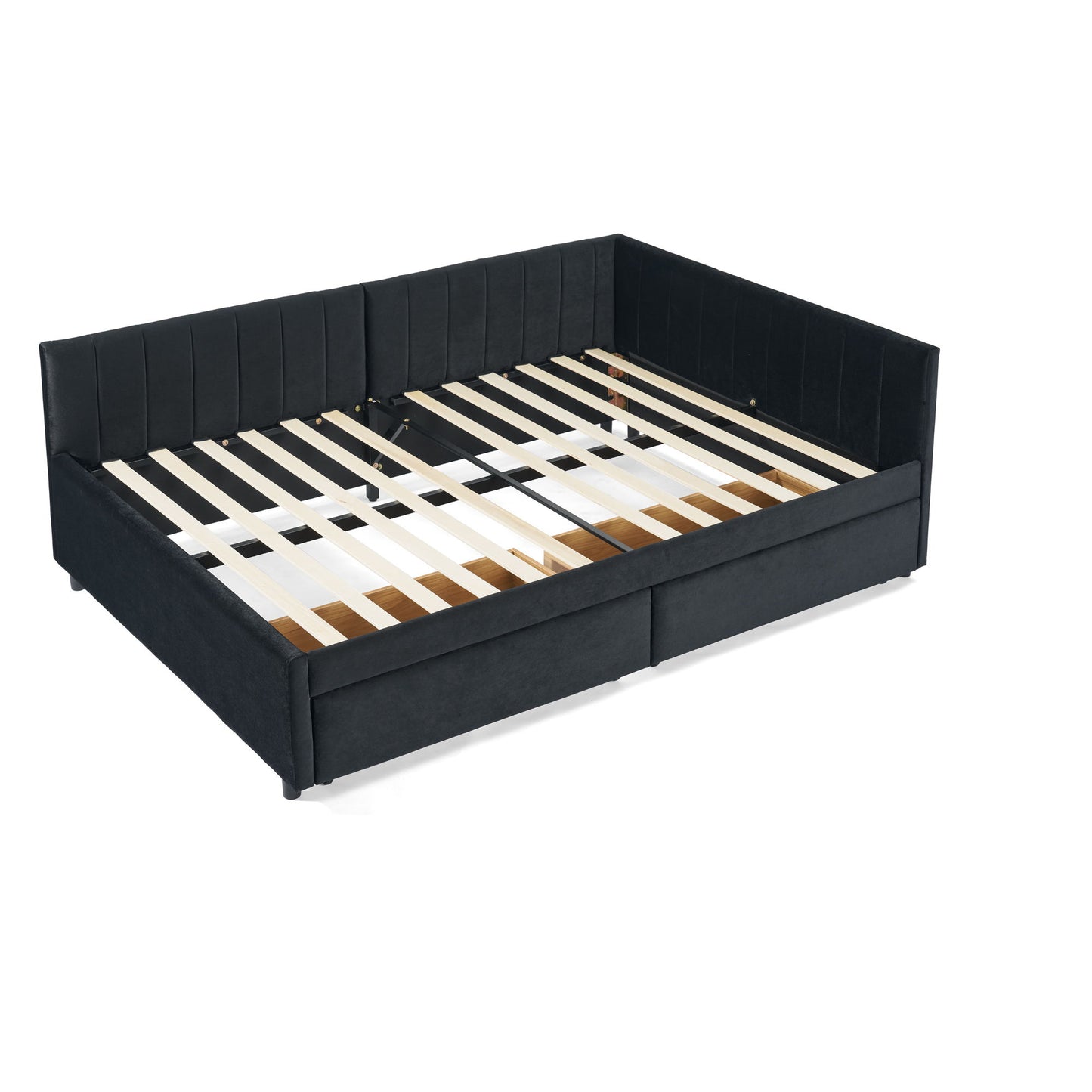 Upholstered Tufted Daybed Frame With Storage Drawers