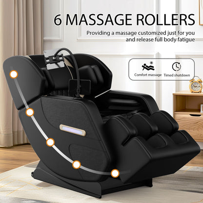 Zero Gravity Massage Chair Recliner, 10 Massage Heads And Full Body Air Pressure - Black