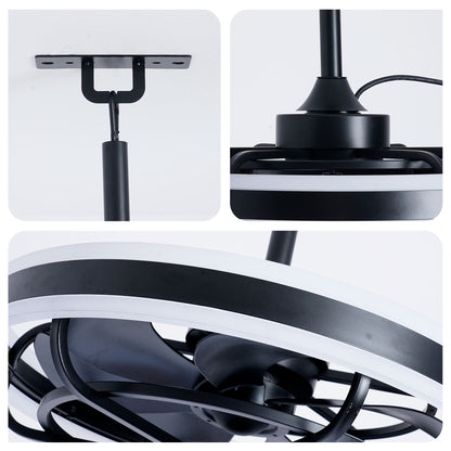 Ceiling Fan Light LED Light Source And Remote Control, 3000 - 6500K Dimmable LED Fan Light, 6 Speeds, For Living Room - Matte Black