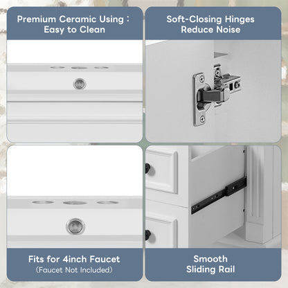 Bathroom Vanity With Sink, Cabinet With 2 Drawers And Adjustable Shelf