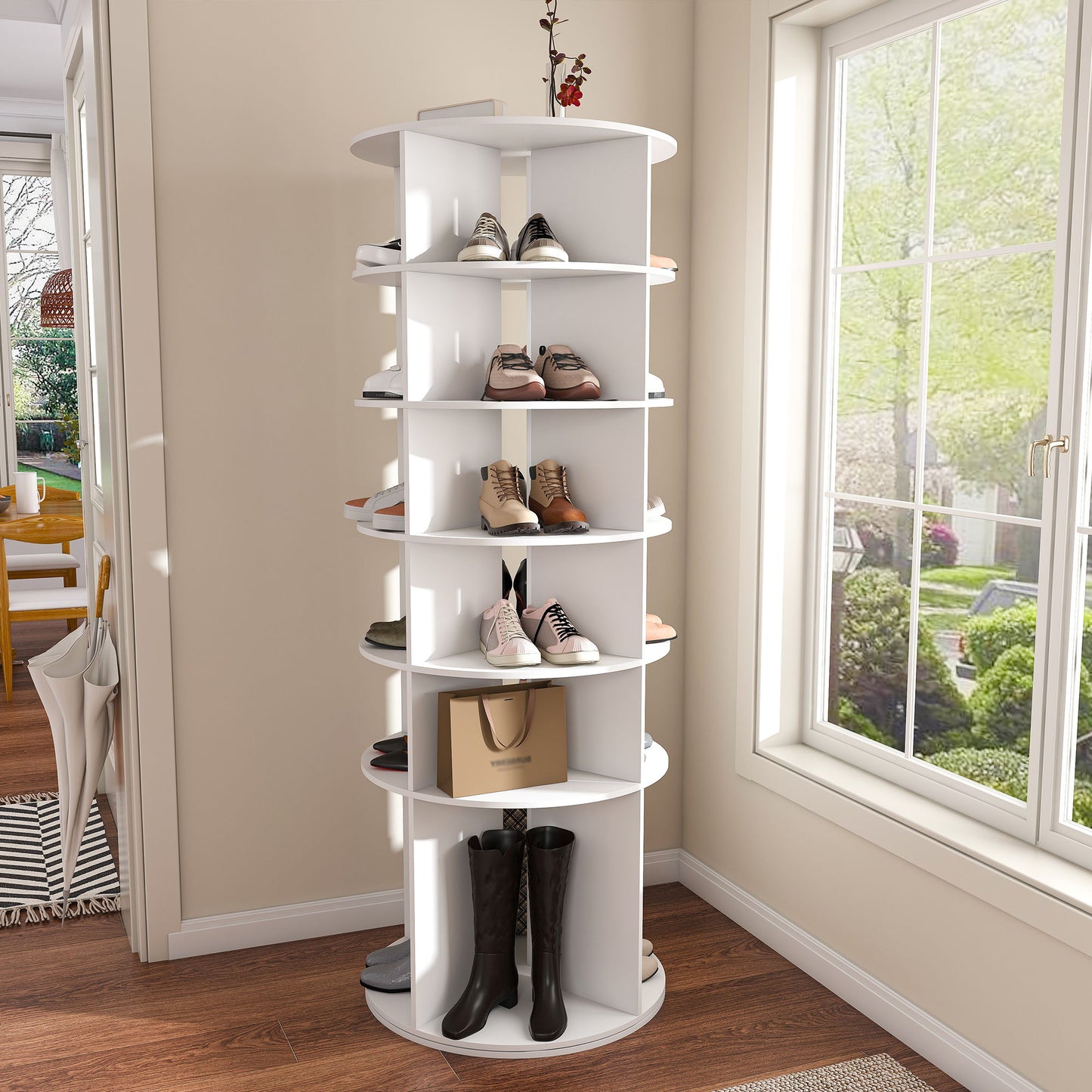 Spinning Shoe Rack, Free Standing 360° Revolving Shoe Organizer