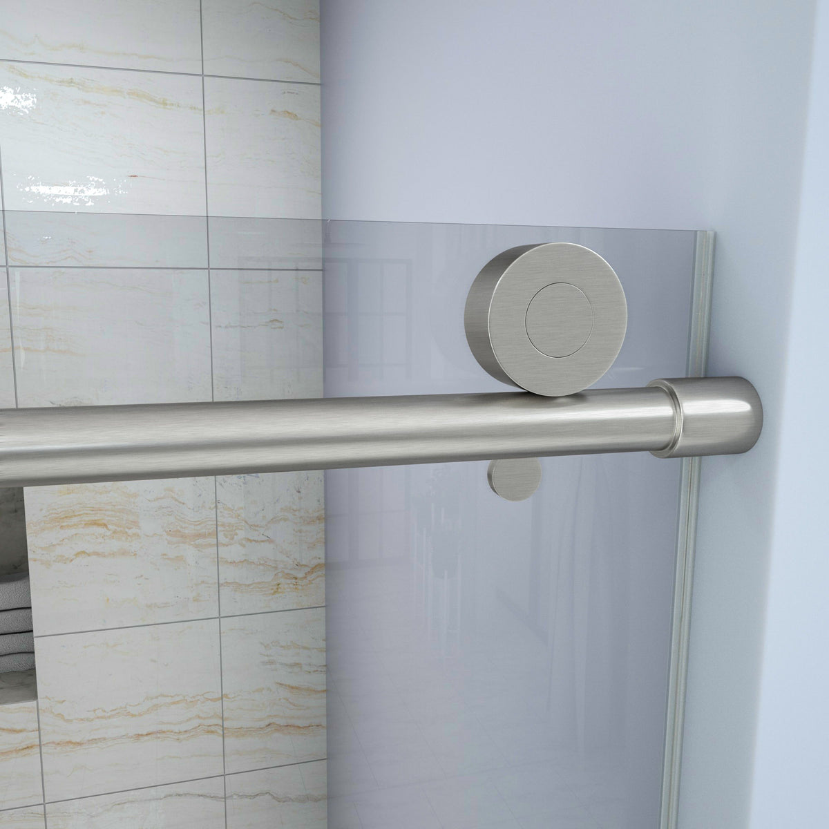 Single Sliding Bypass Shower Door Enclosure With Tempered Glass